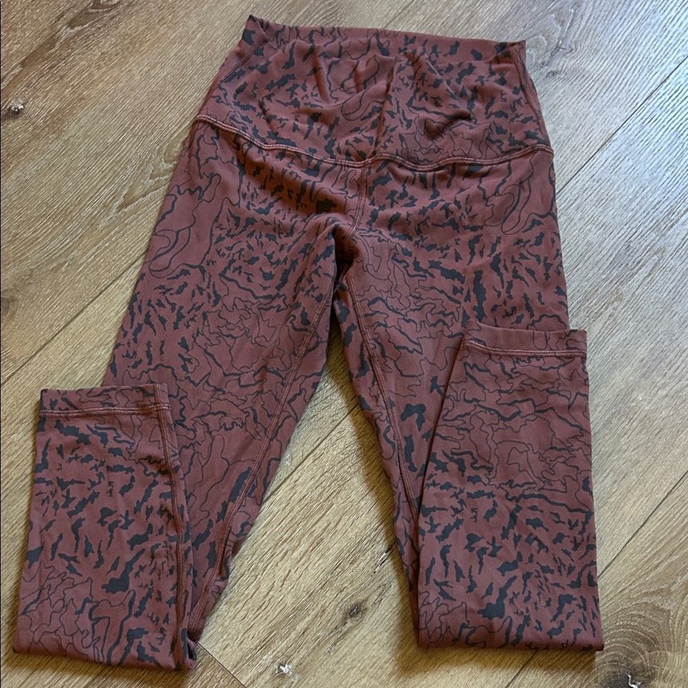 Rare Lululemon Camo Contour Ancient Copper Graphite Grey Jacquard Align Leggings